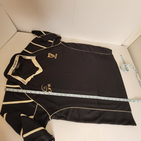 Live For Rugby Mens Retro Ireland S/S Rugby Jersey Size XL Black w/Beige - Picture 8 of 12